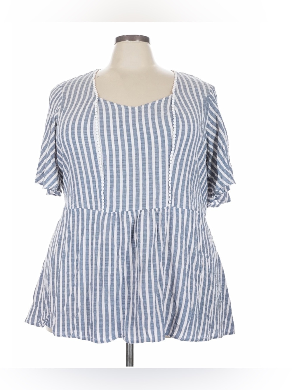 Lane Bryant Gauze Striped Fit & Flare Babydoll Blouse Size 28W